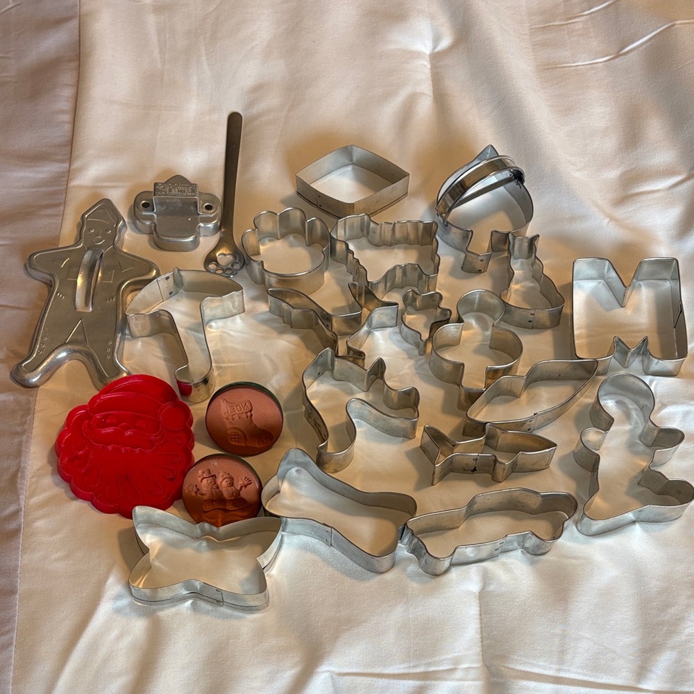 Assorted Metal Cookie Cutters with Red Accents
